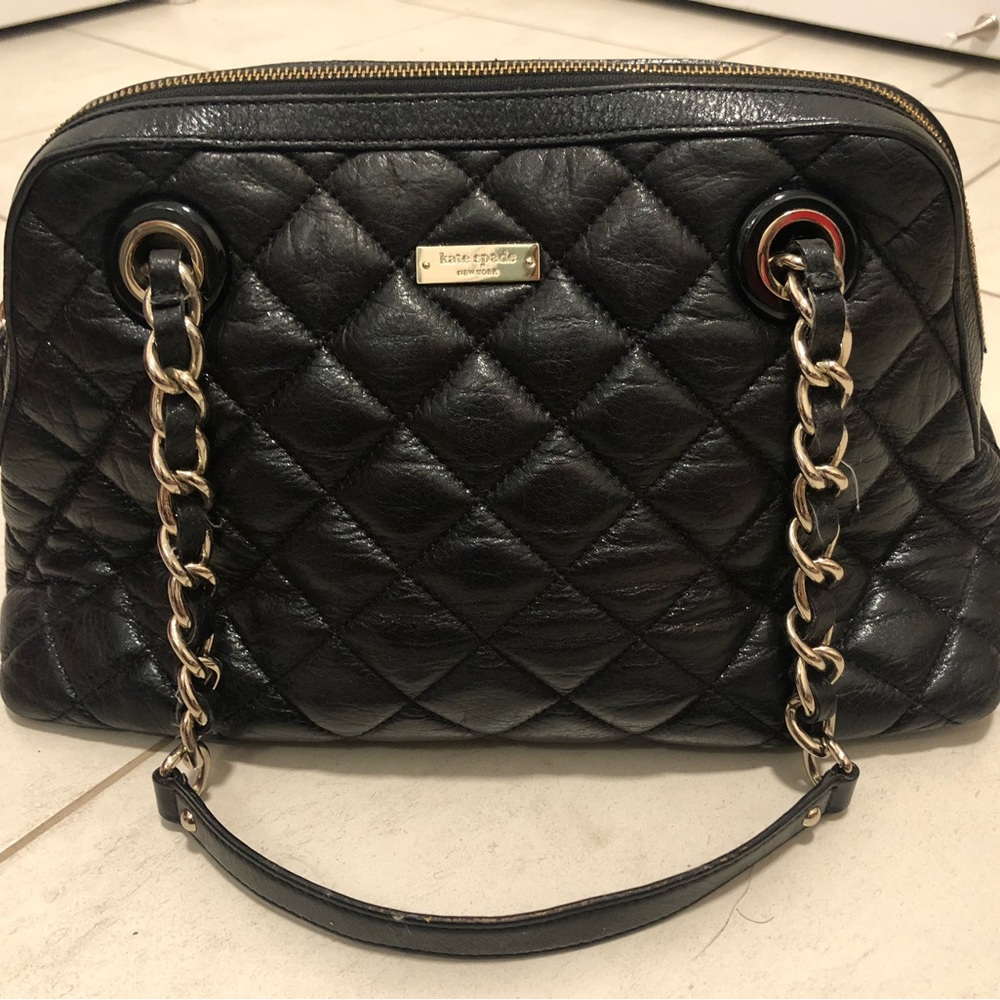 Kate Spade black leather satchel shoulder bag